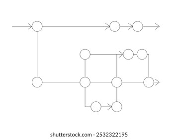 Esquema de tomada de decisão do roteiro objeto de linha 2D preto e branco. Visualização de dados. Diagrama do mapa rodoviário. Item de outline de vetor de clip-art isolado da linha do tempo. Ilustração de ponto monocromático