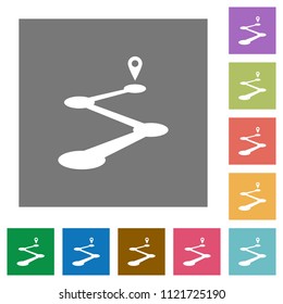 Roadmap flat icons on simple color square backgrounds