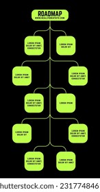 Roadmap in the form of tree on black background. Business chart. Vector.