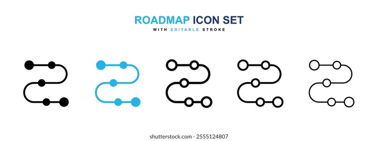 Roadmap icon collection in black and blue colors