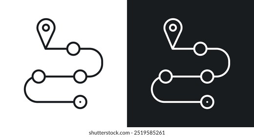 Roadmap icon collection in black and white filled and stroke line style.