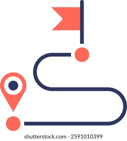 Roadmap Icon Glyph Color Vector Illustration
