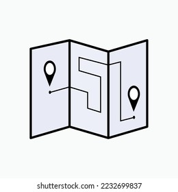 Roadmap Icon. Journey, Trip Route. Adventure Symbol - Vector.