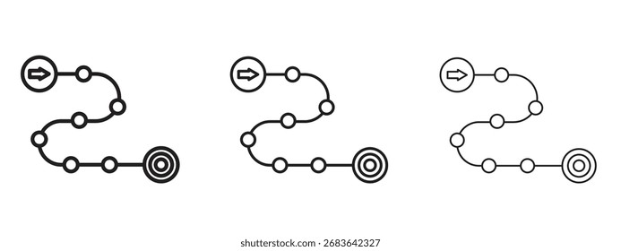 Icono de hoja de ruta, símbolo de esquema, símbolos lineales