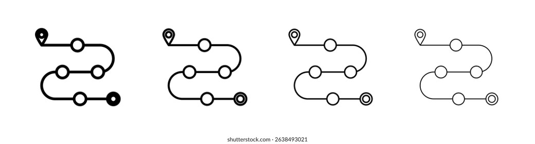 Roadmap icon Outline sign symbol set