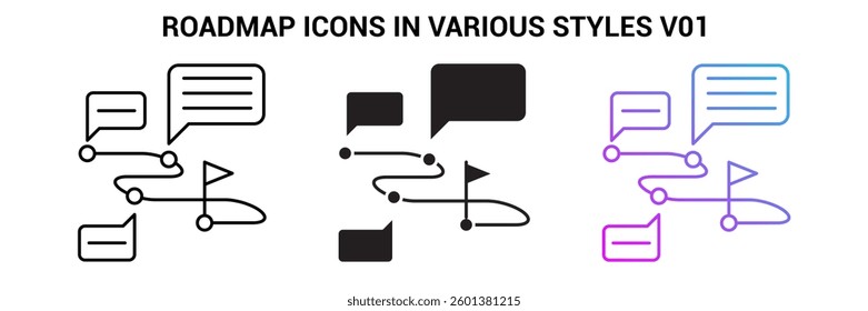 Roadmap icon represented by Roadmap simple symbol Line, Filled, Gradient style.
