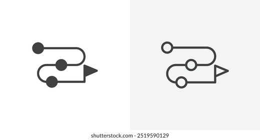 Ícone do roteiro. estilo de linha fina de traçado e preenchimento sólido eps 10