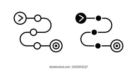 Iconos de la hoja de ruta en estilo relleno y delineado negro