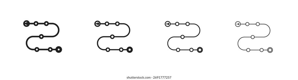 Iconos de la hoja de ruta ilustraciones colección sobre fondo blanco. Gráficos de Vector perfecto de píxeles