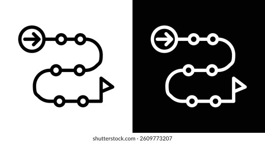 Roadmap icons vector set in stroke line style