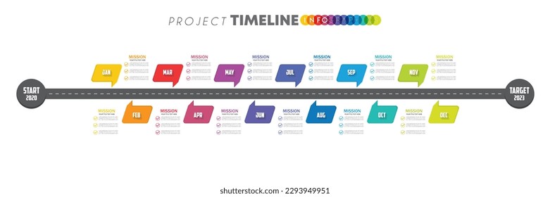 Roadmap infographic 12 steps timeline concept. Winding road. Vector illustration.