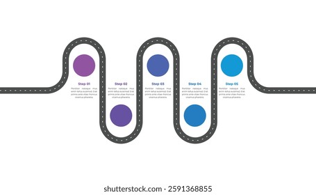 Roadmap infographic. 5 steps journey concept.