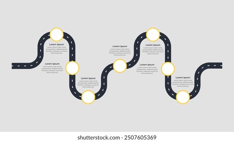 Roadmap Infographic with 7 steps process. Infographic for presentation.