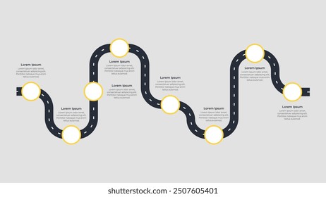 Roadmap Infografik mit 8 Schritten Prozess. Infografik für die Präsentation.