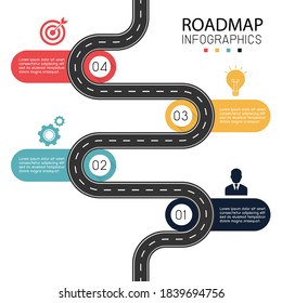 hoja de ruta de fondo infográfico con opción 4. se puede utilizar para procesos, presentaciones, diseño, banner. símbolo de 4 pasos a la cárcel. concepto de negocio y finanzas. aislado de fondo blanco.