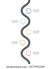Roadmap infographic design template with 5 steps on white background
