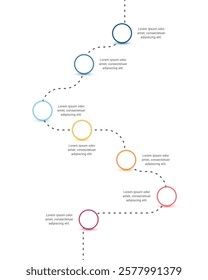 Roadmap infographic design template with 7 steps on white background