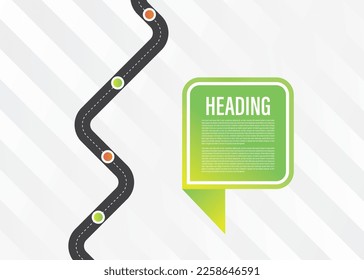 Roadmap Infographic design template with place for your text. Vector illustration and colorful visual with multi turns and bends, timeline design concept.