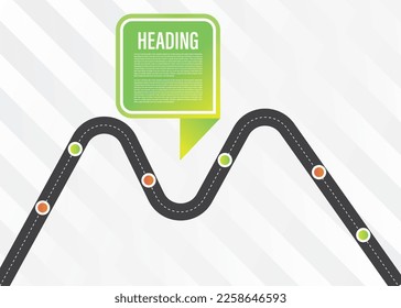 Roadmap Infographic design template with place for your text. Vector illustration and colorful visual with multi turns and bends, timeline design concept.