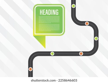 Roadmap Infographic design template with place for your text. Vector illustration and colorful visual with multi turns and bends, timeline design concept.