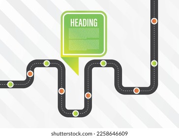 Roadmap Infographic design template with place for your text. Vector illustration and colorful visual with multi turns and bends, timeline design concept.