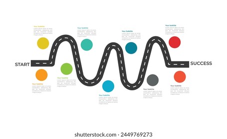 Roadmap infographic for presentation with 9 steps.