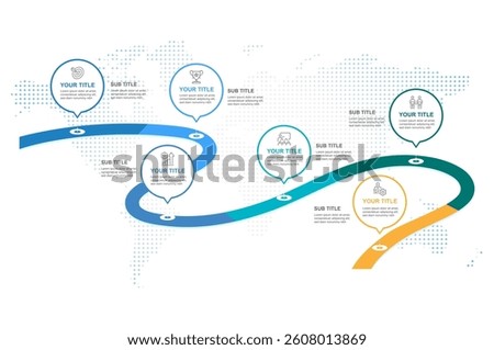 Roadmap infographics 6 steps, Success journey illustration in modern way