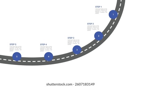 Roadmap Journey Infographic Template with 5 Steps