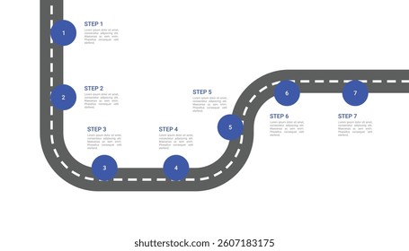 Roadmap Journey Infographic Template with 7 Steps