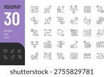 Roadmap Line Editable Icons set. Vector illustration in modern thin style of business related icons: strategy, plan, goal, and more. Isolated on transparent background.
