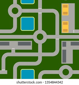 Roadmap made up of standard elements. Vector elements to create a roadmap. Highways, intersections, roundabouts.