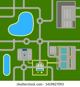 Roadmap made up of standard elements. Vector elements to create a roadmap. Highways, intersections, roundabouts. Vector seamless illustration.