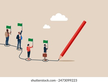 Hoja de ruta Seguimiento de hitos y logros. Ilustración vectorial moderna en estilo plano