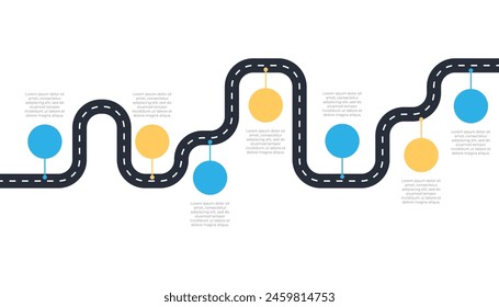 Roadmap process infographic with 7 steps