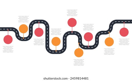 Roadmap process infographic with 9 steps