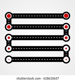 Roadmap with red dot items 