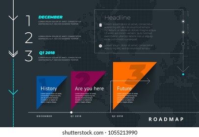 Roadmap set. Lines, arrows, timeline. For registration of sites, a road map for start-ups, polygraphy, infographics, posters, magazines.