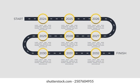 Roadmap timeline 9 years infographic template design