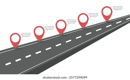Roadmap timeline infographic template with 5 steps.