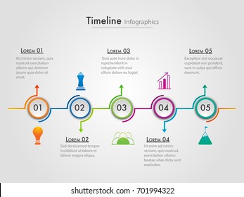 Roadmap timeline Infographics layout with 5 steps. 
