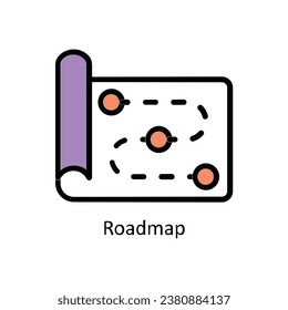 Ilustración de diseño de esquema relleno del vector de mapa de ruta. Símbolo del archivo EPS 10 de fondo blanco 