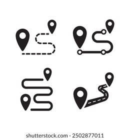 Roadmaps line art Icon Set Vector Images. Navigation Icon