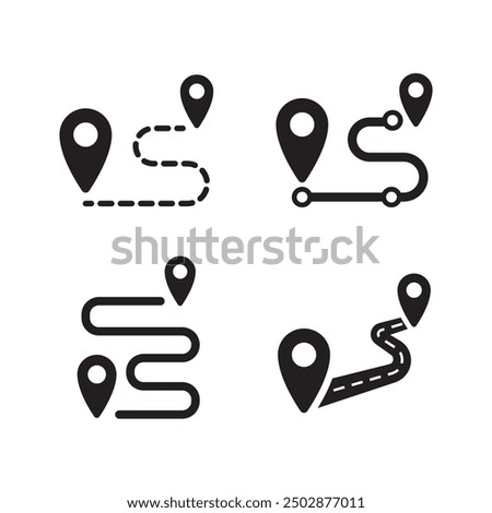 Roadmaps line art Icon Set Vector Images. Navigation Icon