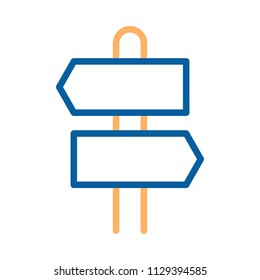 Roadpost sign pointing towards left and right. Vector thin line icon illustration for choice and directions concepts