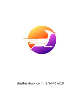 Resumen de pájaro Roadrunner diseño de logotipo geométrico simple mínimo silueta de icono aislado con fondo blanco