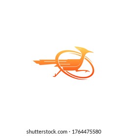 Roadrunner bird abstract minimal simple geometric logo design icon template silhouette isolated with white background