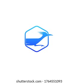 Roadrunner bird abstract minimal simple geometric logo design icon template silhouette isolated with white background