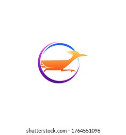Roadrunner bird abstract minimal simple geometric logo design icon template silhouette isolated with white background