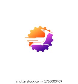 Roadrunner bird abstract minimal simple geometric logo design icon template silhouette isolated with white background