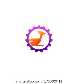 Roadrunner bird abstract minimal simple geometric logo design icon template silhouette isolated with white background